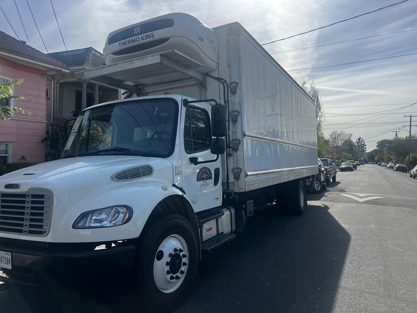 Santini Delivery Solutions Freightliner refrigerated truck in Berkeley, California