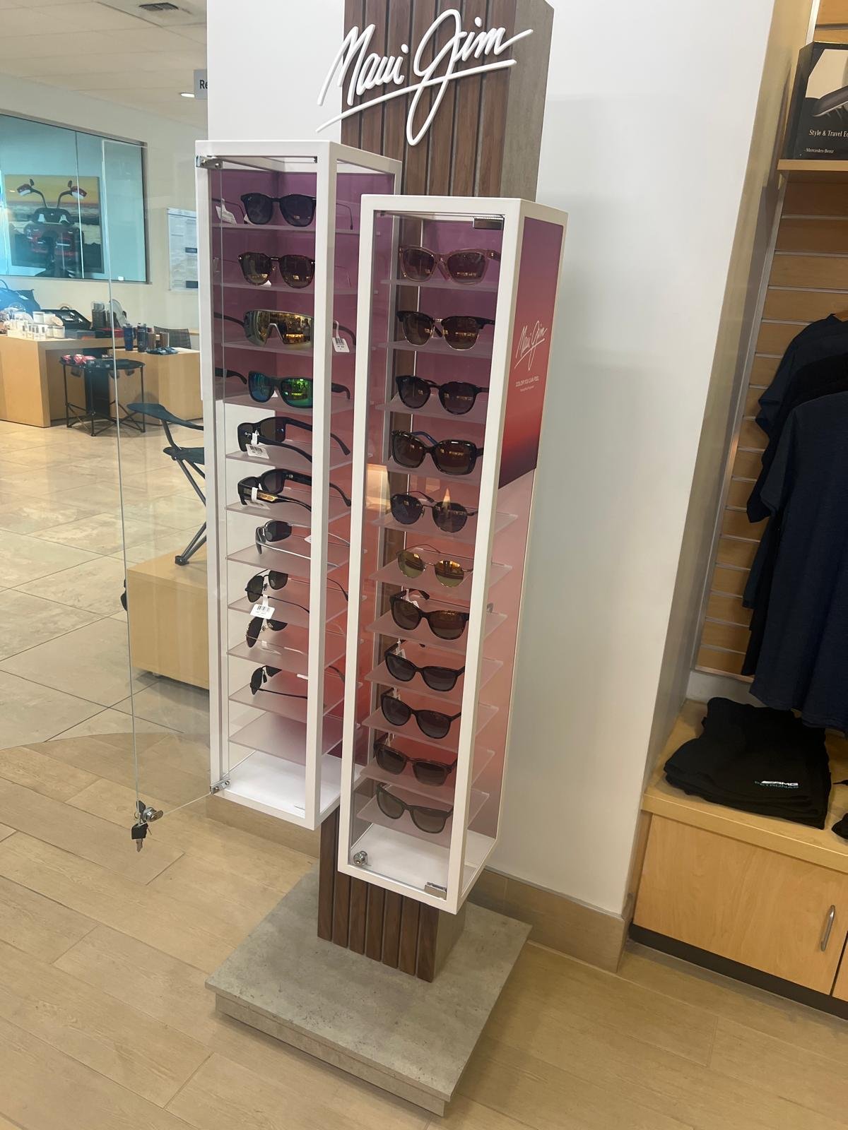 Premium Maui Jim display installed by Santini white glove team